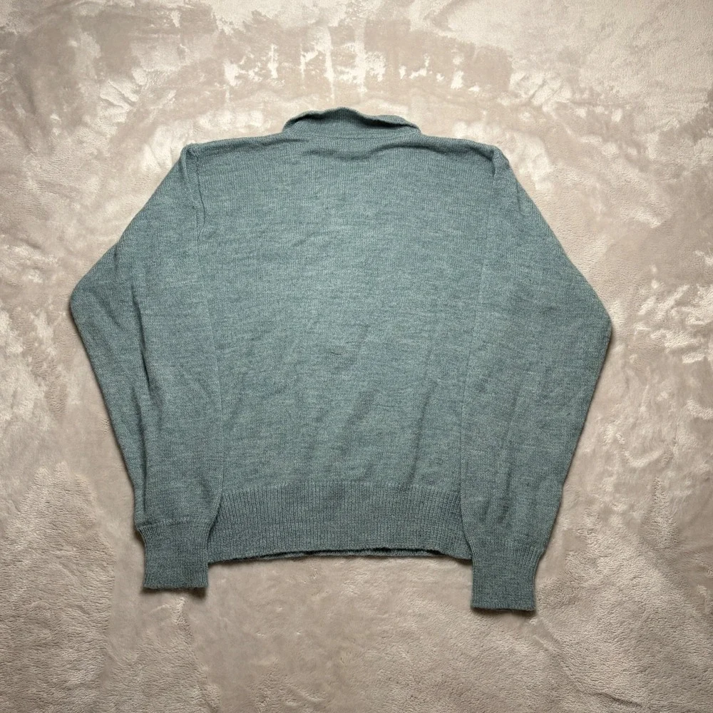 Vtg Sweater Polo Womens S Green Embroidered Floral Pearl Buttons Cottagecore 90s